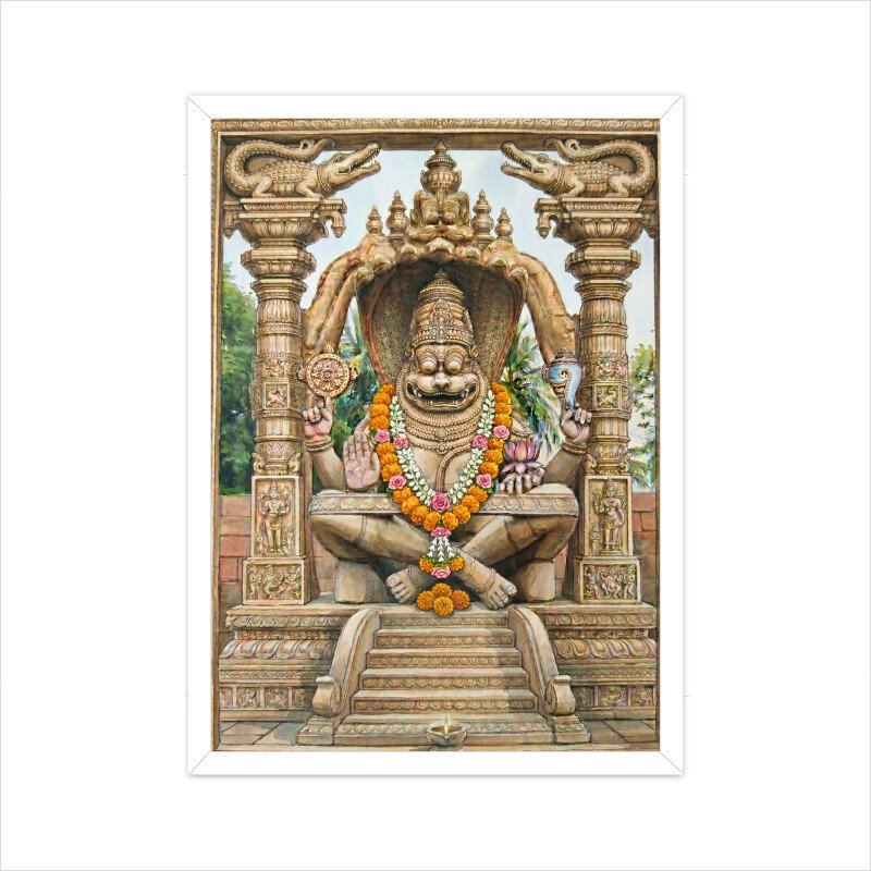 Narasimha of Hampi – Indian Spiritual Watercolor Painting - Image 2
