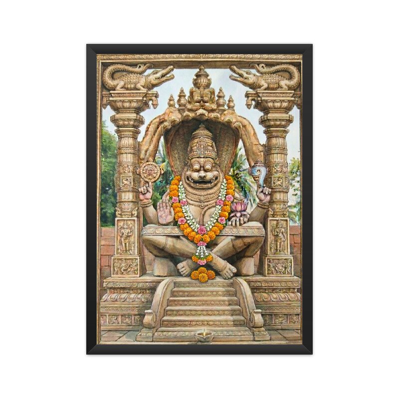 Narasimha of Hampi – Indian Spiritual Watercolor Painting - Image 5