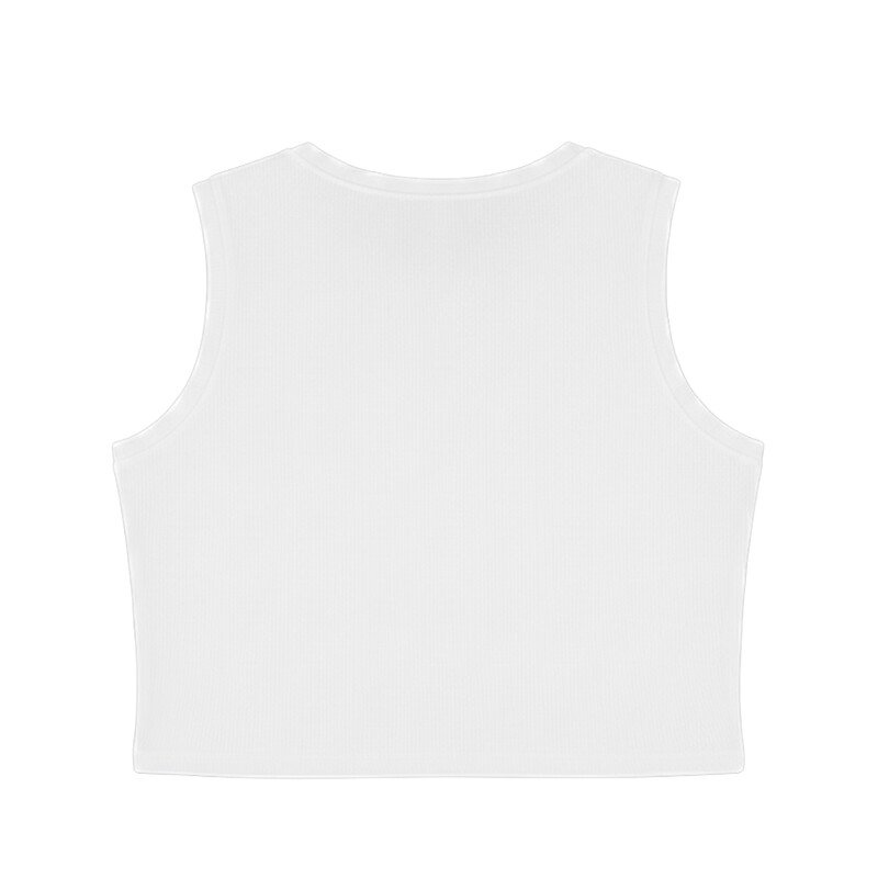 Women’s White Crop Tank Top | Sleeveless Ribbed Fitted Summer Top - Image 2