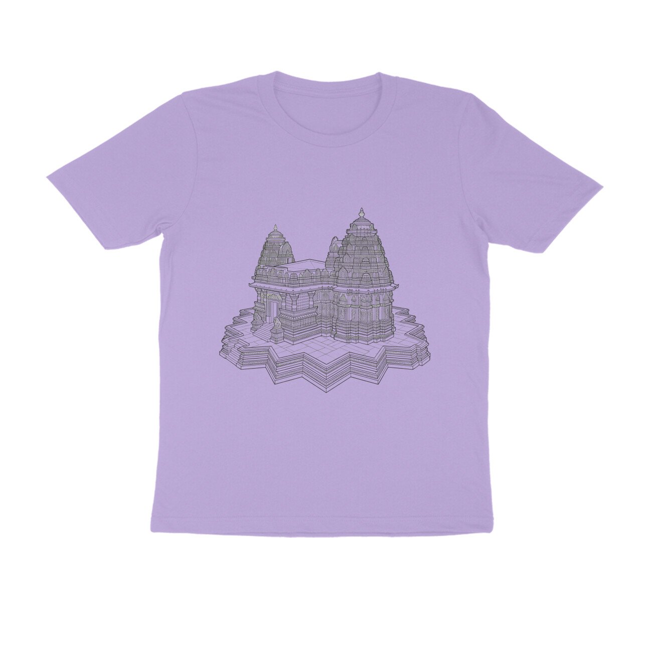Ancient Indian Temple Line Art T-Shirt - Image 3