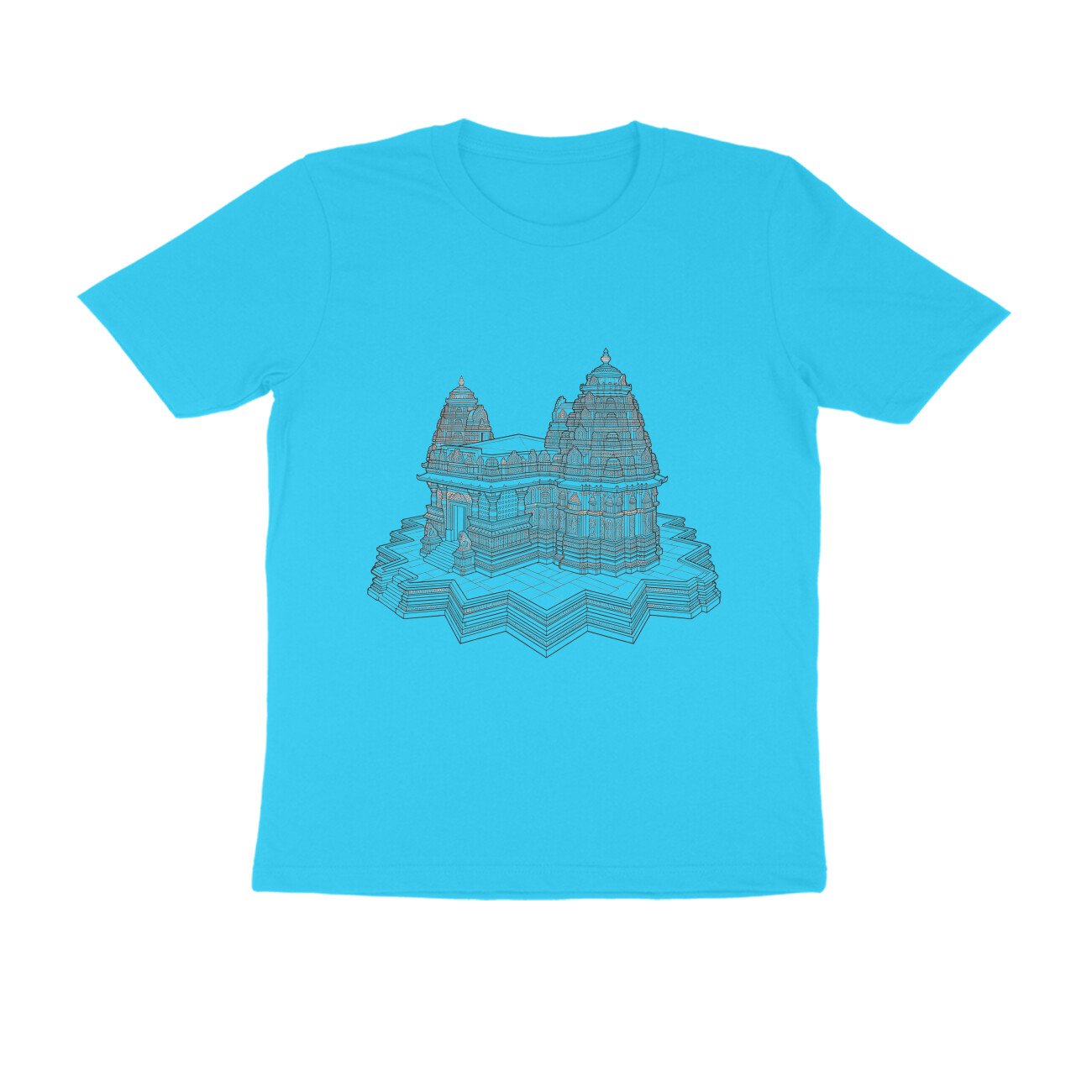 Ancient Indian Temple Line Art T-Shirt - Image 7
