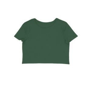 Women’s Olive Green Crop Top | Half Sleeve Fitted Casual Top