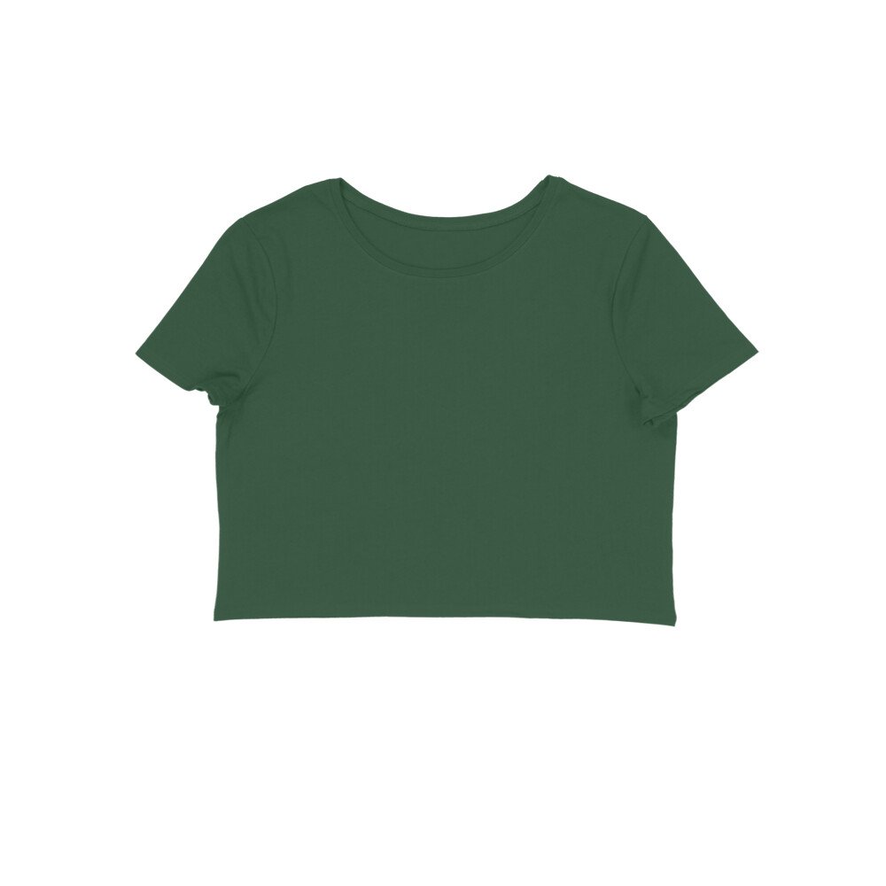 Women’s Olive Green Crop Top | Half Sleeve Fitted Casual Top