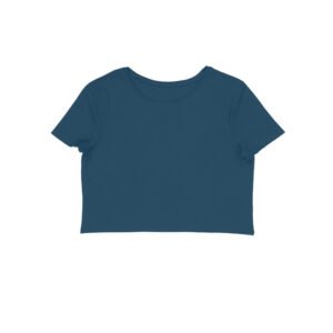Women’s Navy Blue Crop Top | Half Sleeve Fitted Casual Top