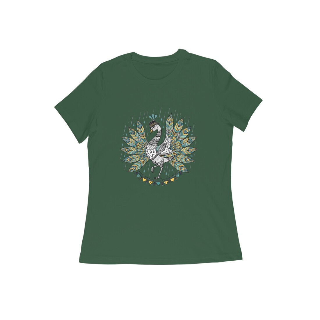 Peacock in Rain T-Shirt – Vibrant Monsoon Art Graphic Tee for Women and Men - Image 7