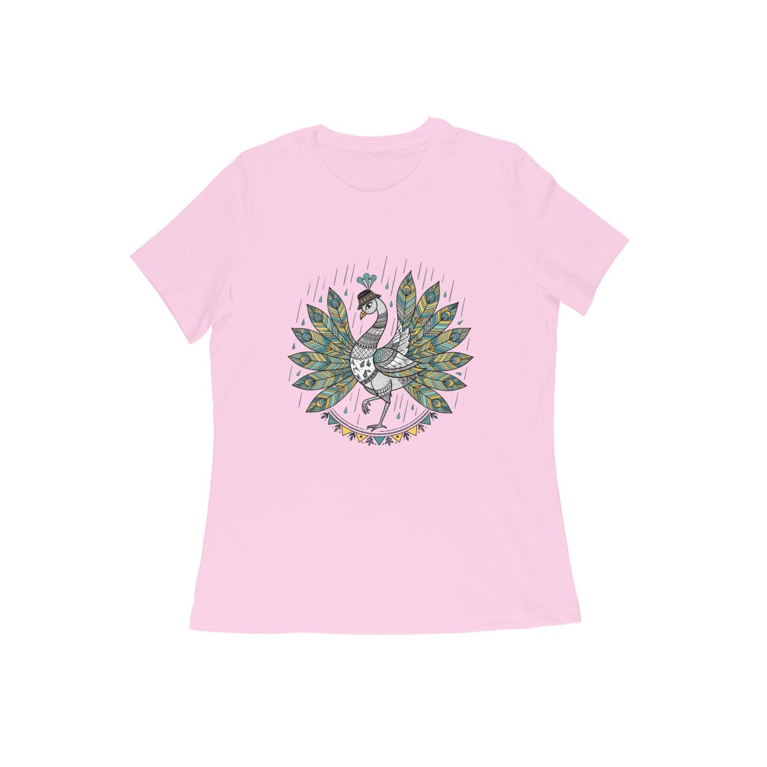 Peacock in Rain T-Shirt – Vibrant Monsoon Art Graphic Tee for Women and Men - Image 9