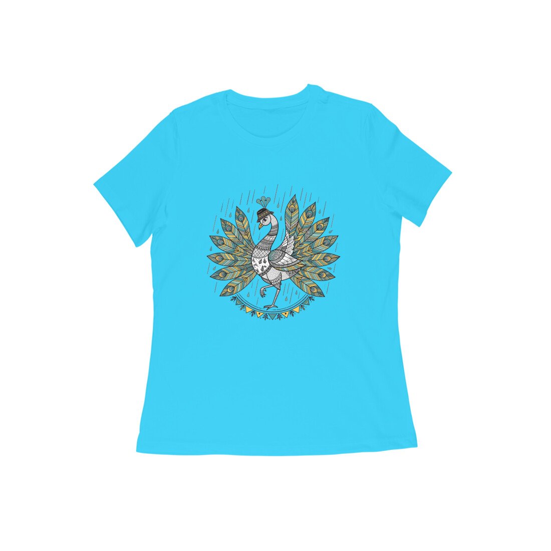 Peacock in Rain T-Shirt – Vibrant Monsoon Art Graphic Tee for Women and Men - Image 10
