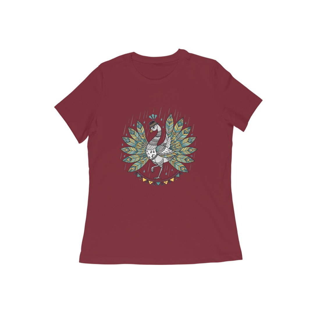 Peacock in Rain T-Shirt – Vibrant Monsoon Art Graphic Tee for Women and Men - Image 12