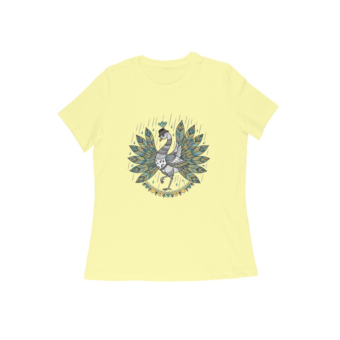 Peacock in Rain T-Shirt – Vibrant Monsoon Art Graphic Tee for Women and Men - Image 13