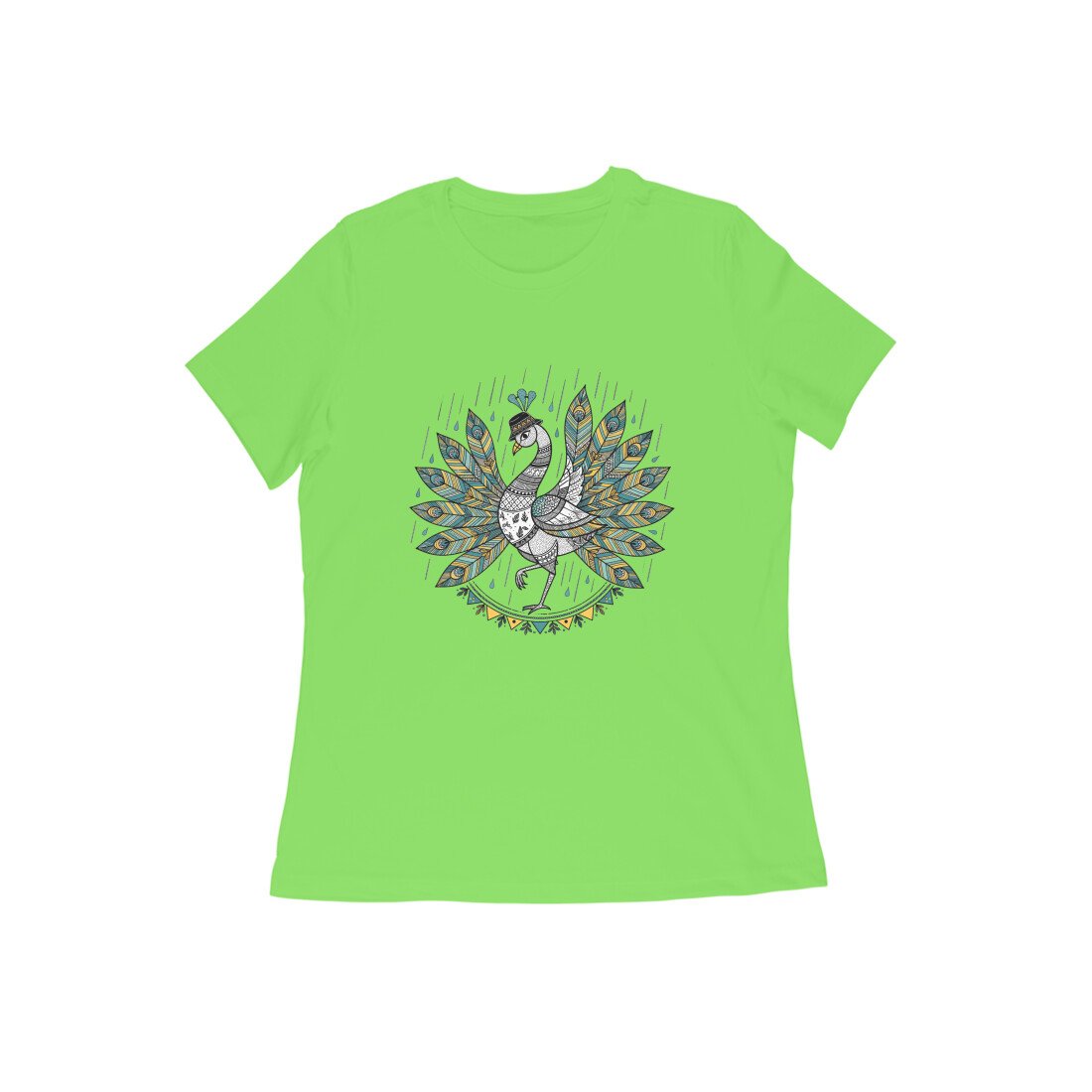 Peacock in Rain T-Shirt – Vibrant Monsoon Art Graphic Tee for Women and Men - Image 14