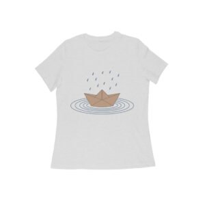 Paper Boat in Rain T-Shirt | Monsoon Graphic Tee, Unisex