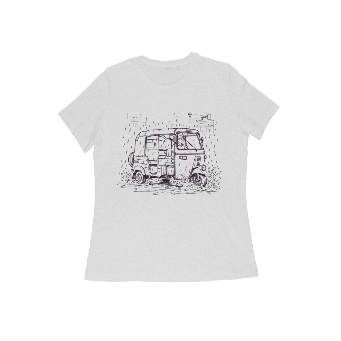 Monsoon Auto T-Shirt – Unisex Rain Graphic Tee with Premium Regular Fit