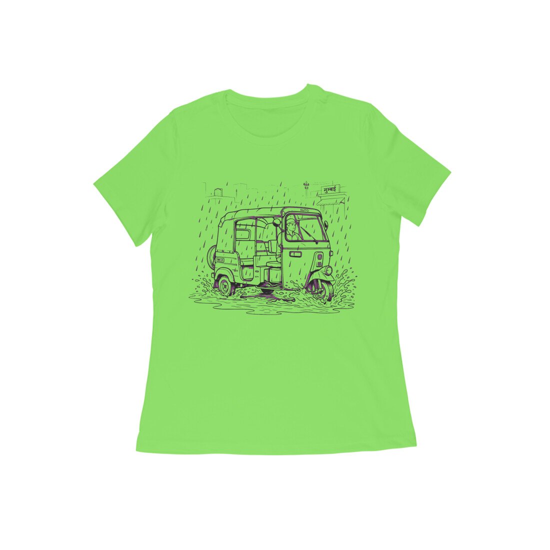 Monsoon Auto T-Shirt – Unisex Rain Graphic Tee with Premium Regular Fit - Image 4