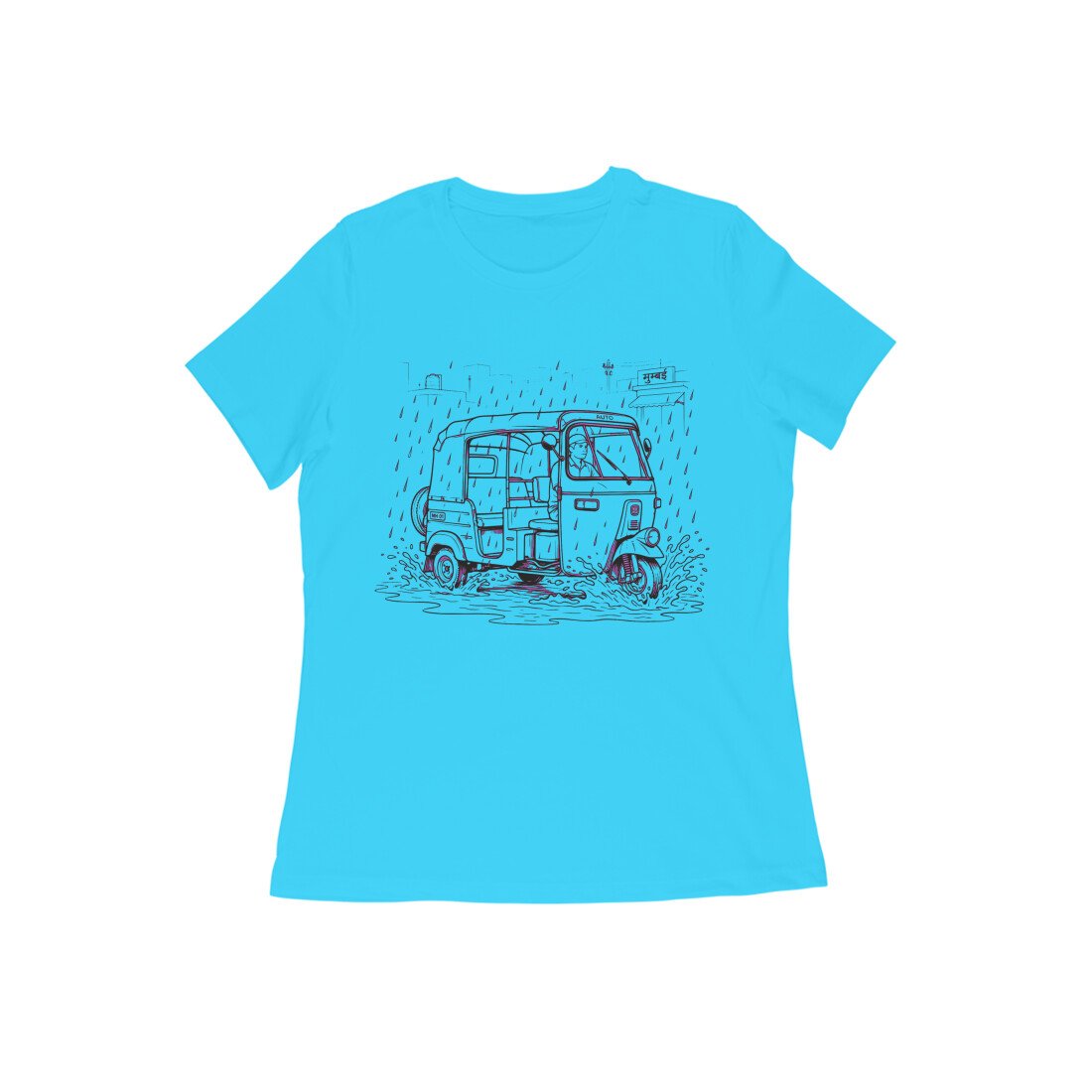 Monsoon Auto T-Shirt – Unisex Rain Graphic Tee with Premium Regular Fit - Image 6