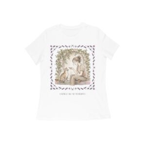 Kindness Has No Boundaries Women’s T-Shirt – Gond-Inspired Cat & Jasmine Artwork