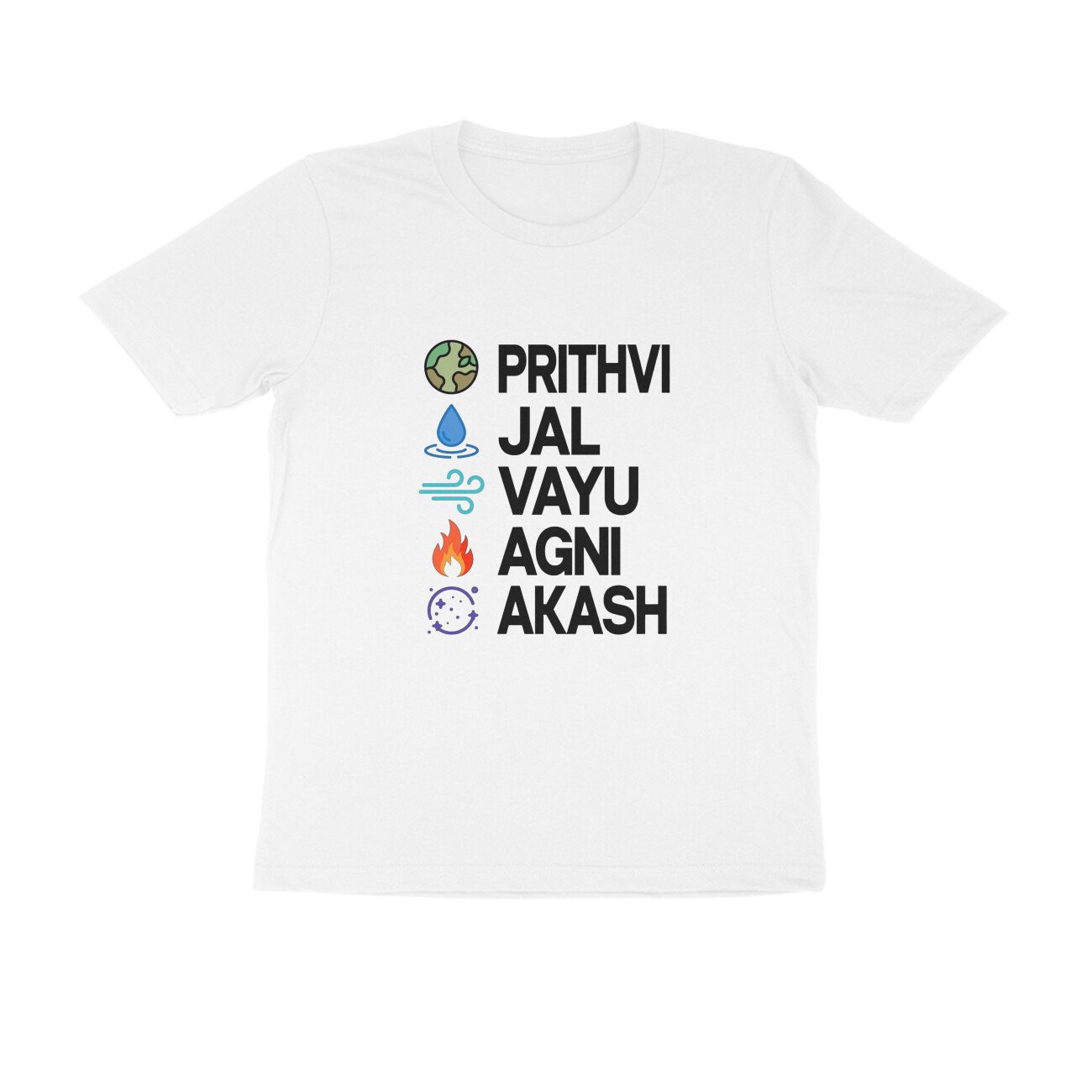 Panch Mahabhut Sanskrit Words T-Shirt | Prithvi Jal Vayu Agni Akash Streetwear Tee