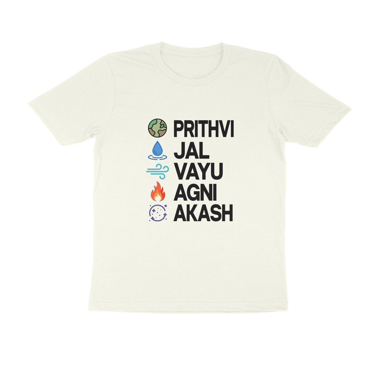 Panch Mahabhut Sanskrit Words T-Shirt | Prithvi Jal Vayu Agni Akash Streetwear Tee - Image 2