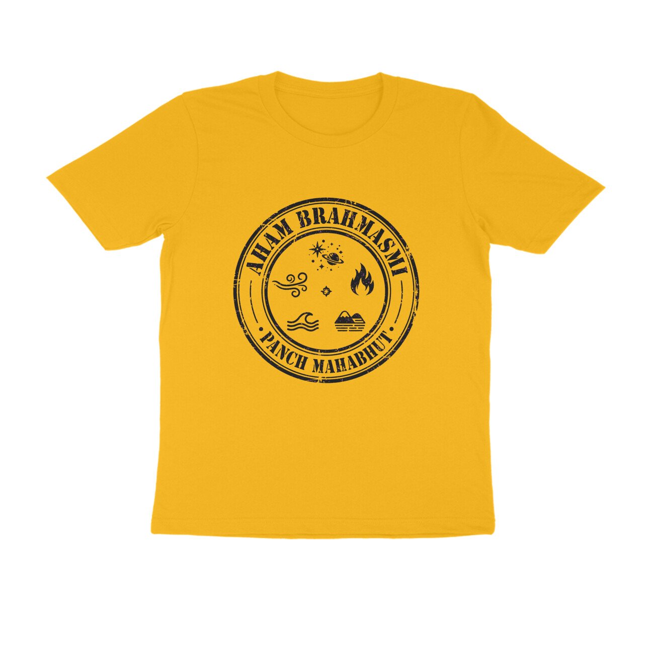 Aham Brahmasmi Vintage Badge T-Shirt | Panch Mahabhut Retro Spiritual Yoga Tee - Image 3