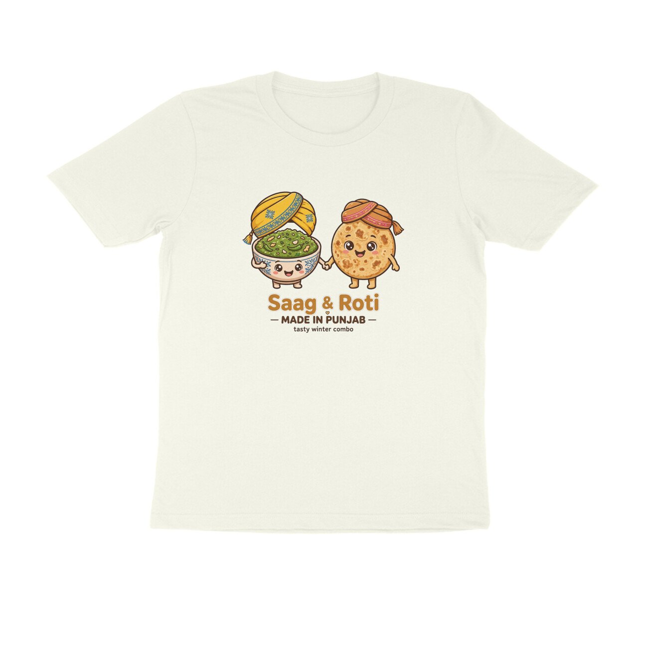 Saag And Makki Ki Roti T-Shirt | Made In Punjab Funny Punjabi Food Tee | Winter Food Lover - Image 3