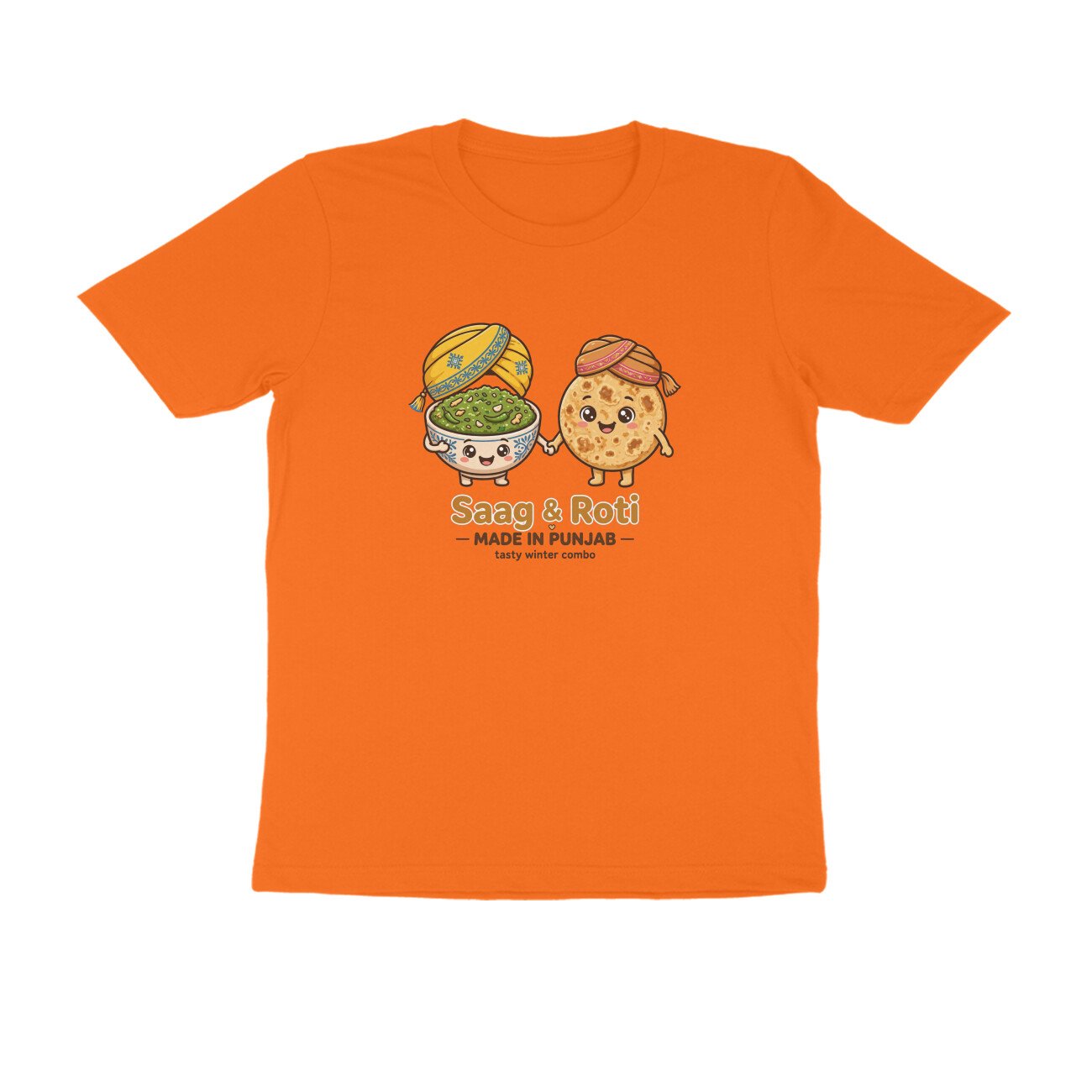 Saag And Makki Ki Roti T-Shirt | Made In Punjab Funny Punjabi Food Tee | Winter Food Lover - Image 6