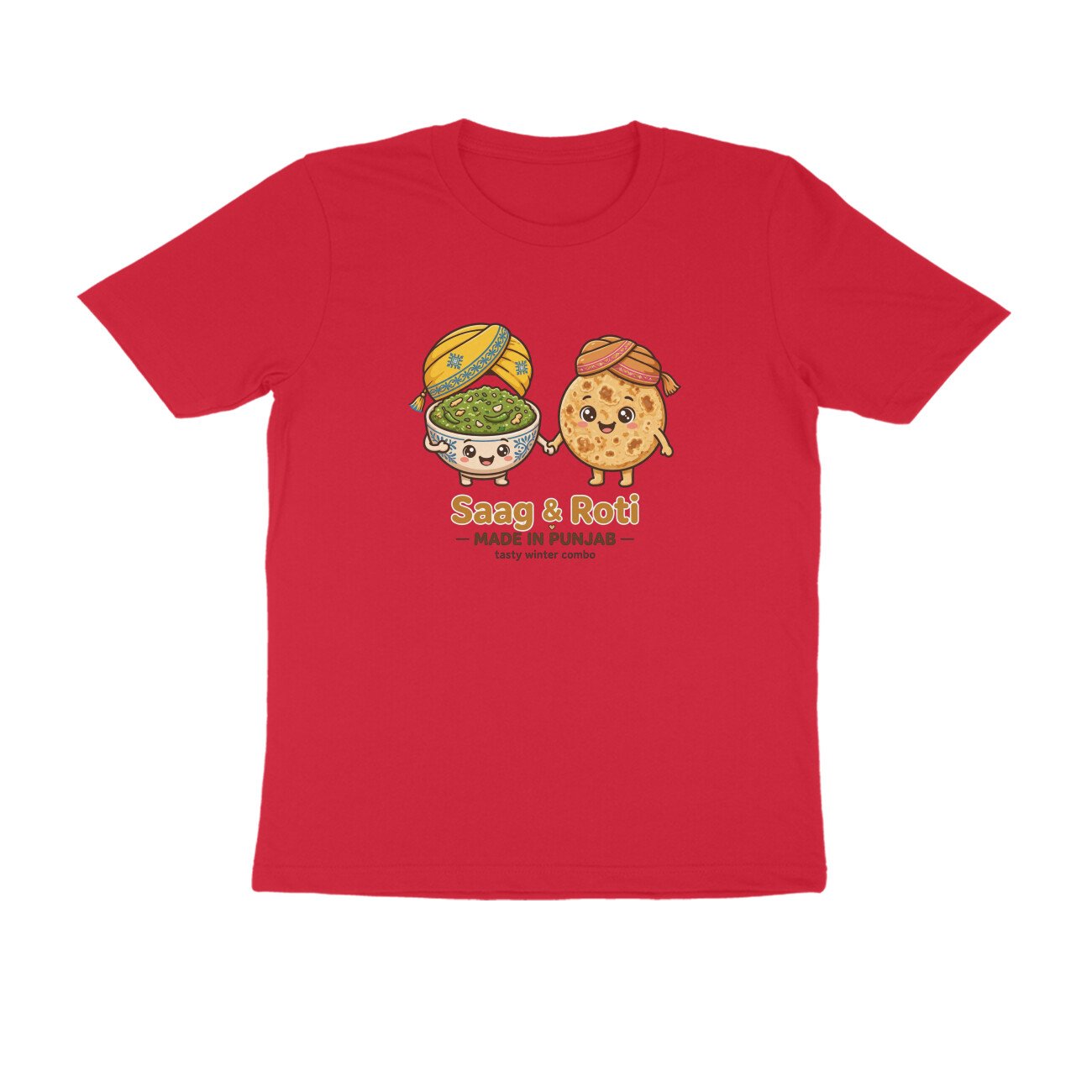 Saag And Makki Ki Roti T-Shirt | Made In Punjab Funny Punjabi Food Tee | Winter Food Lover - Image 11