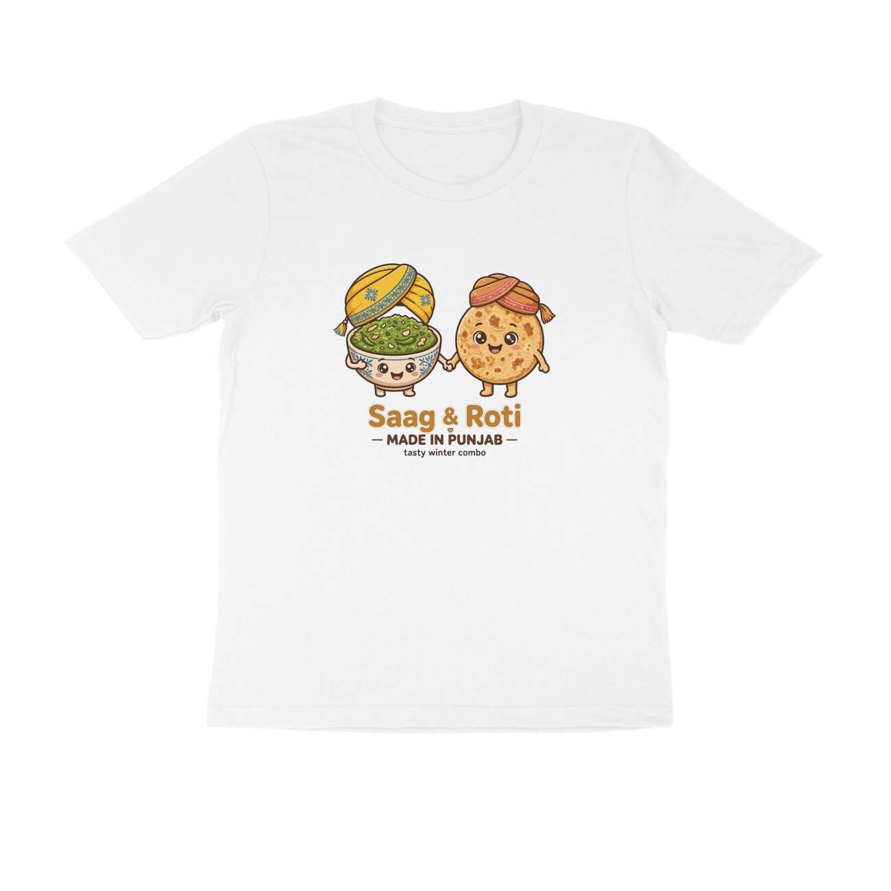 Saag And Makki Ki Roti T-Shirt | Made In Punjab Funny Punjabi Food Tee | Winter Food Lover - Image 12