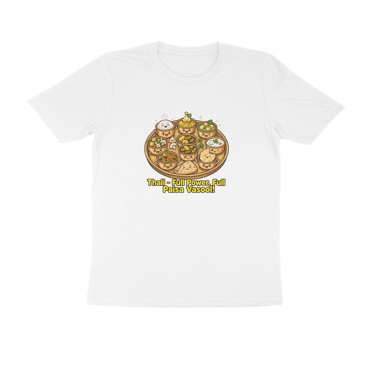 Indian Thali T-Shirt | Full Power Full Paisa Vasool | Funny Vegetarian Thali Lover Tee