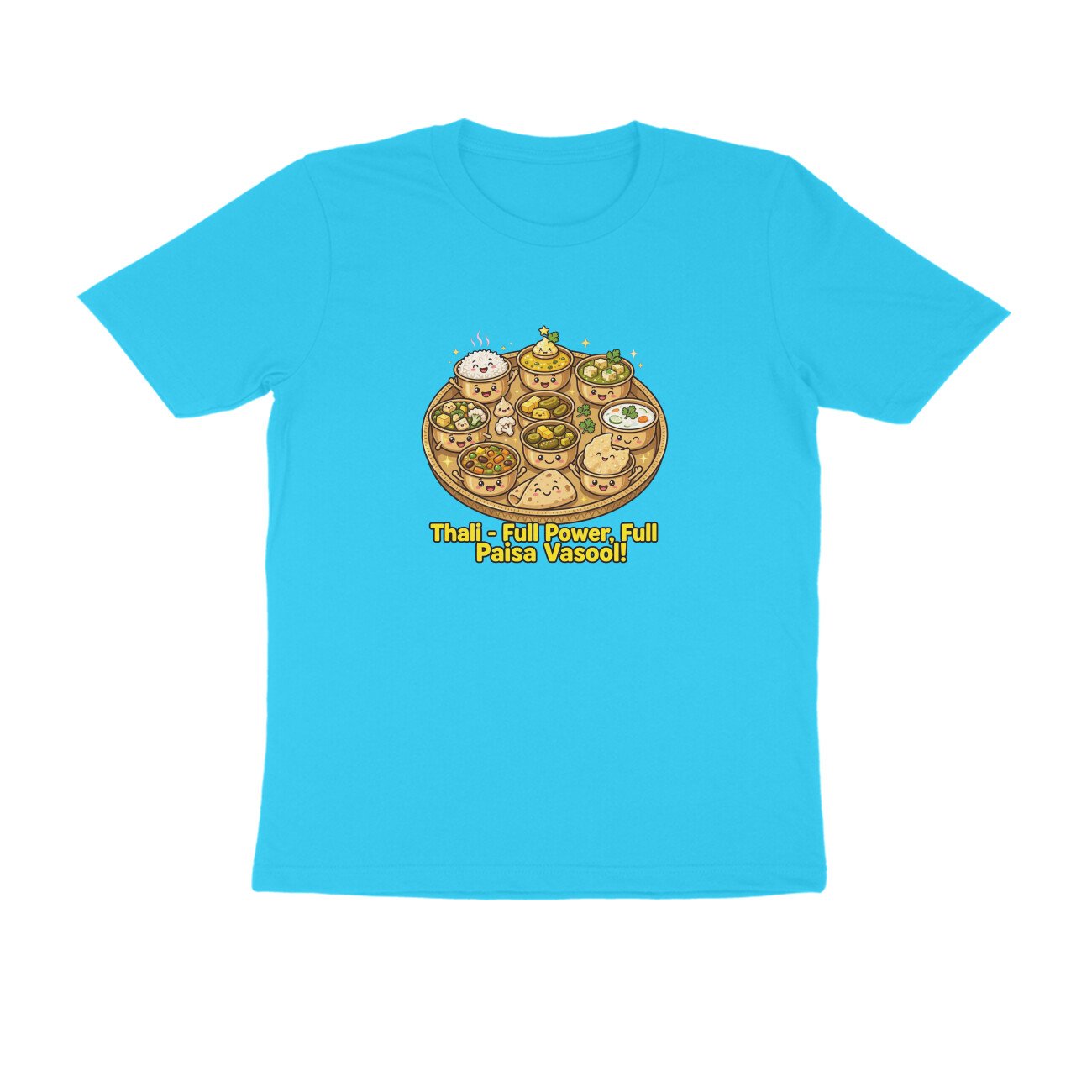 Indian Thali T-Shirt | Full Power Full Paisa Vasool | Funny Vegetarian Thali Lover Tee - Image 2