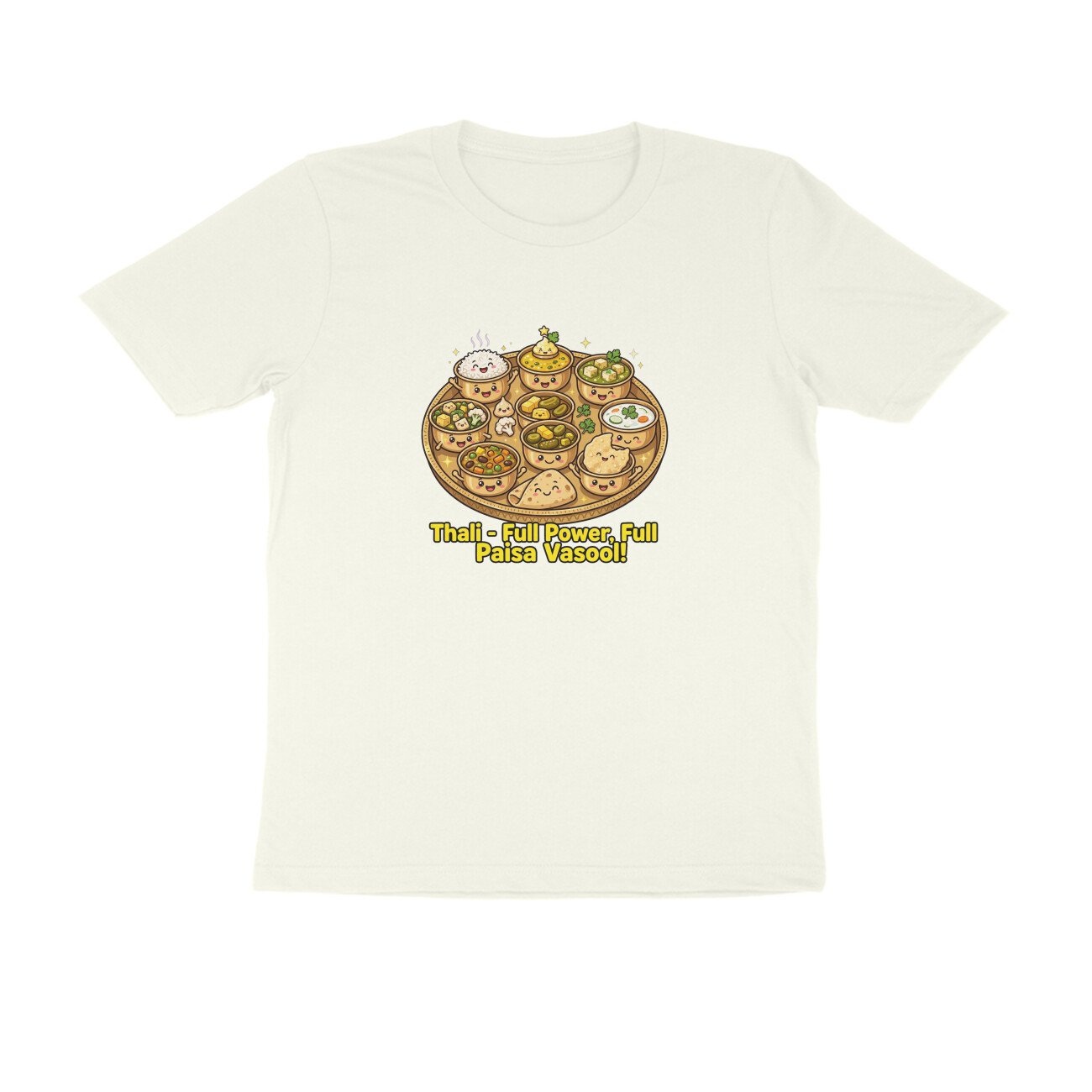 Indian Thali T-Shirt | Full Power Full Paisa Vasool | Funny Vegetarian Thali Lover Tee - Image 3