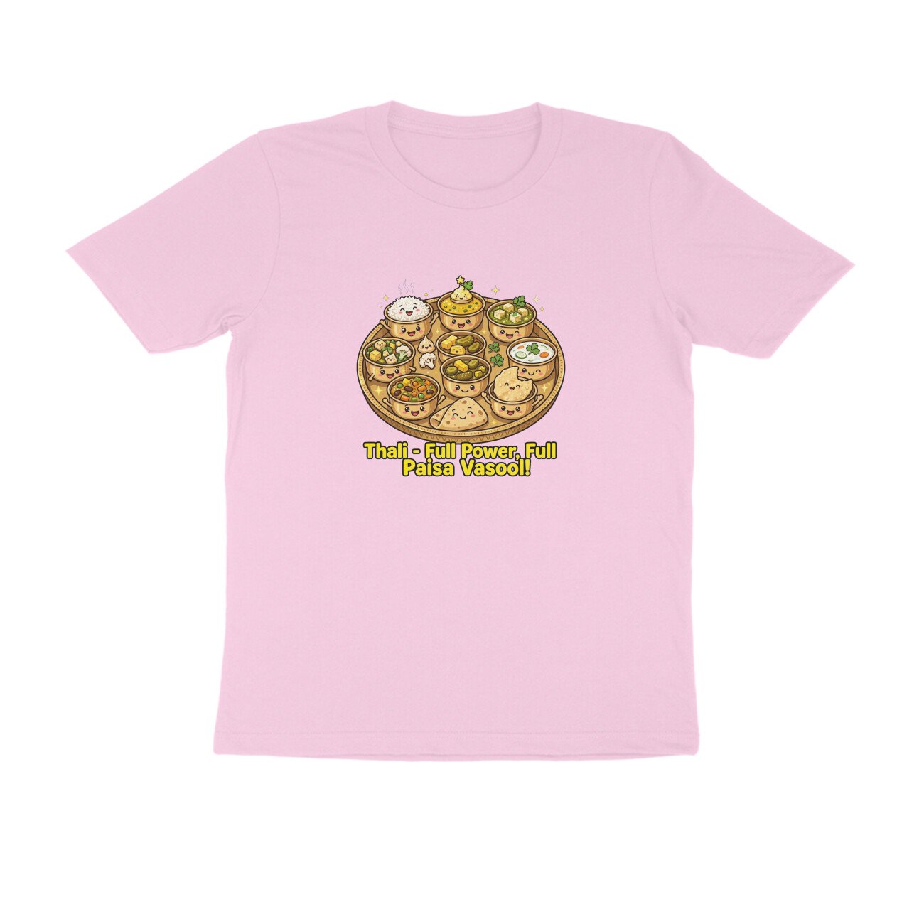 Indian Thali T-Shirt | Full Power Full Paisa Vasool | Funny Vegetarian Thali Lover Tee - Image 5