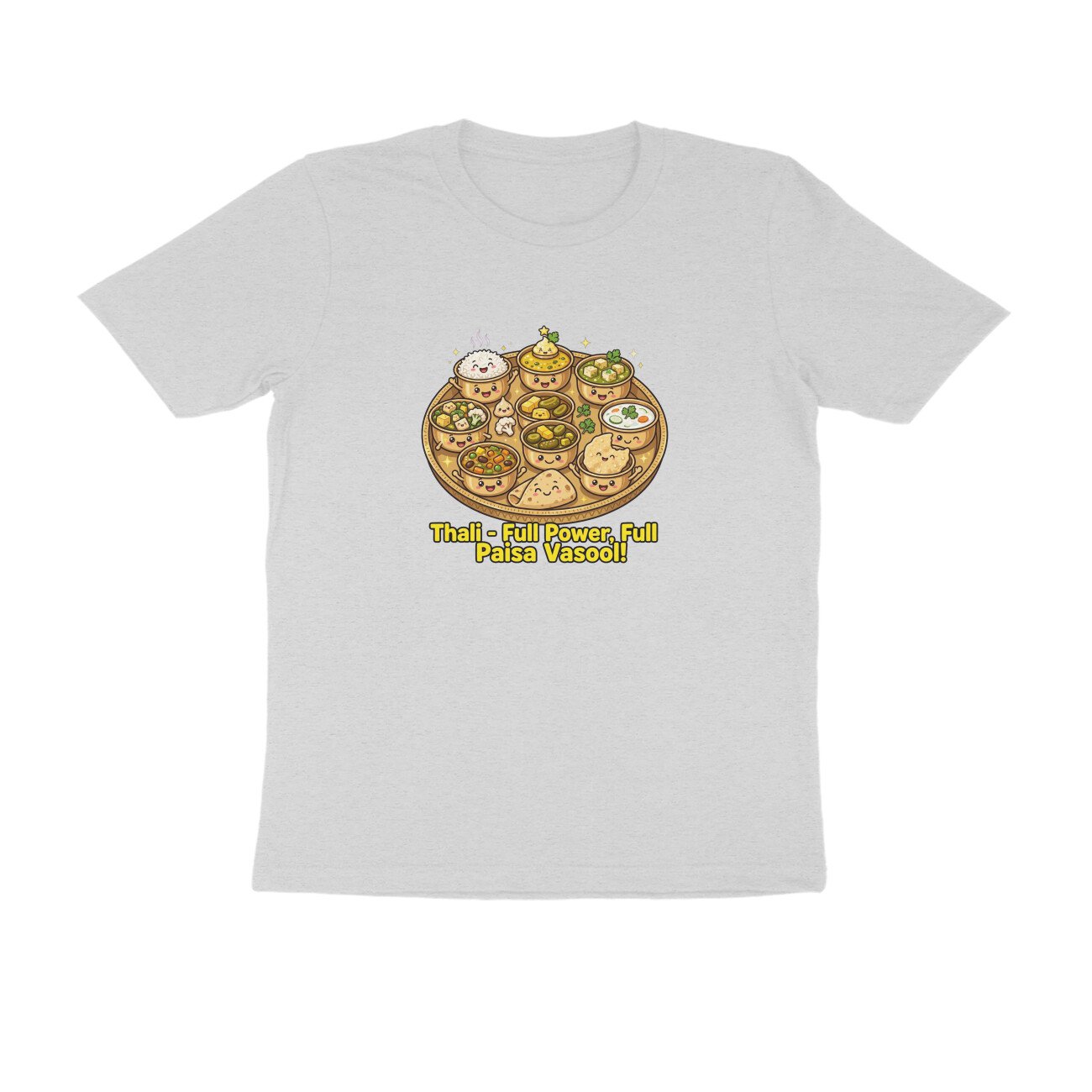 Indian Thali T-Shirt | Full Power Full Paisa Vasool | Funny Vegetarian Thali Lover Tee - Image 6