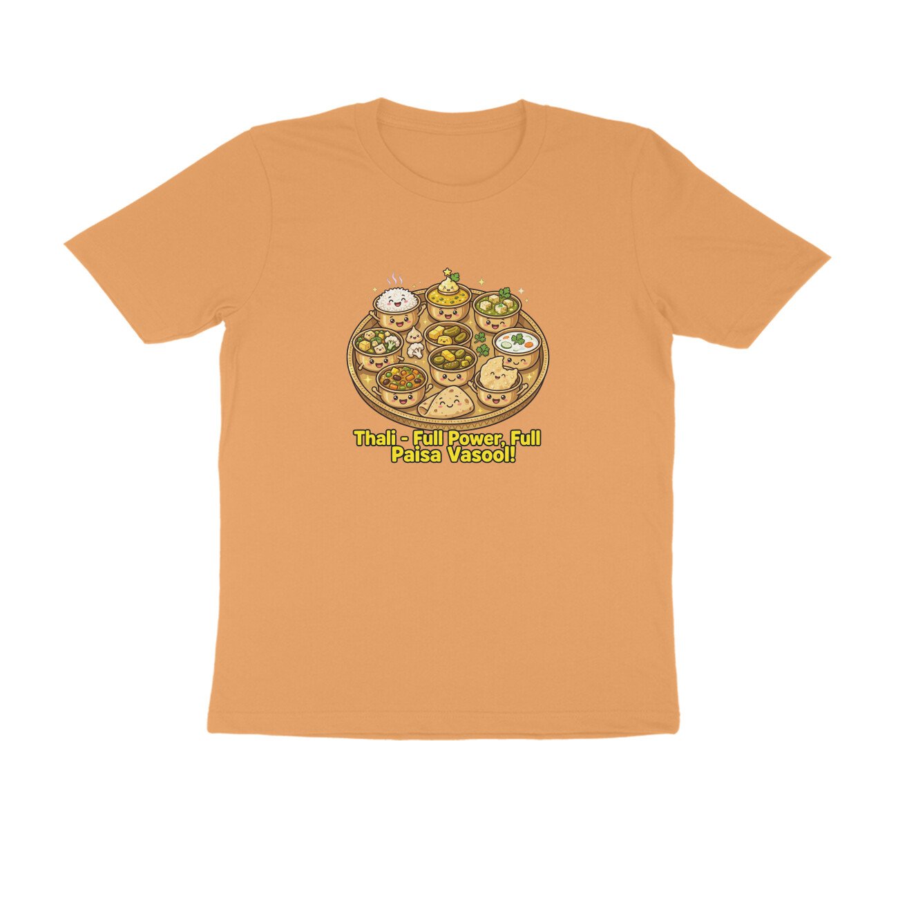 Indian Thali T-Shirt | Full Power Full Paisa Vasool | Funny Vegetarian Thali Lover Tee - Image 7