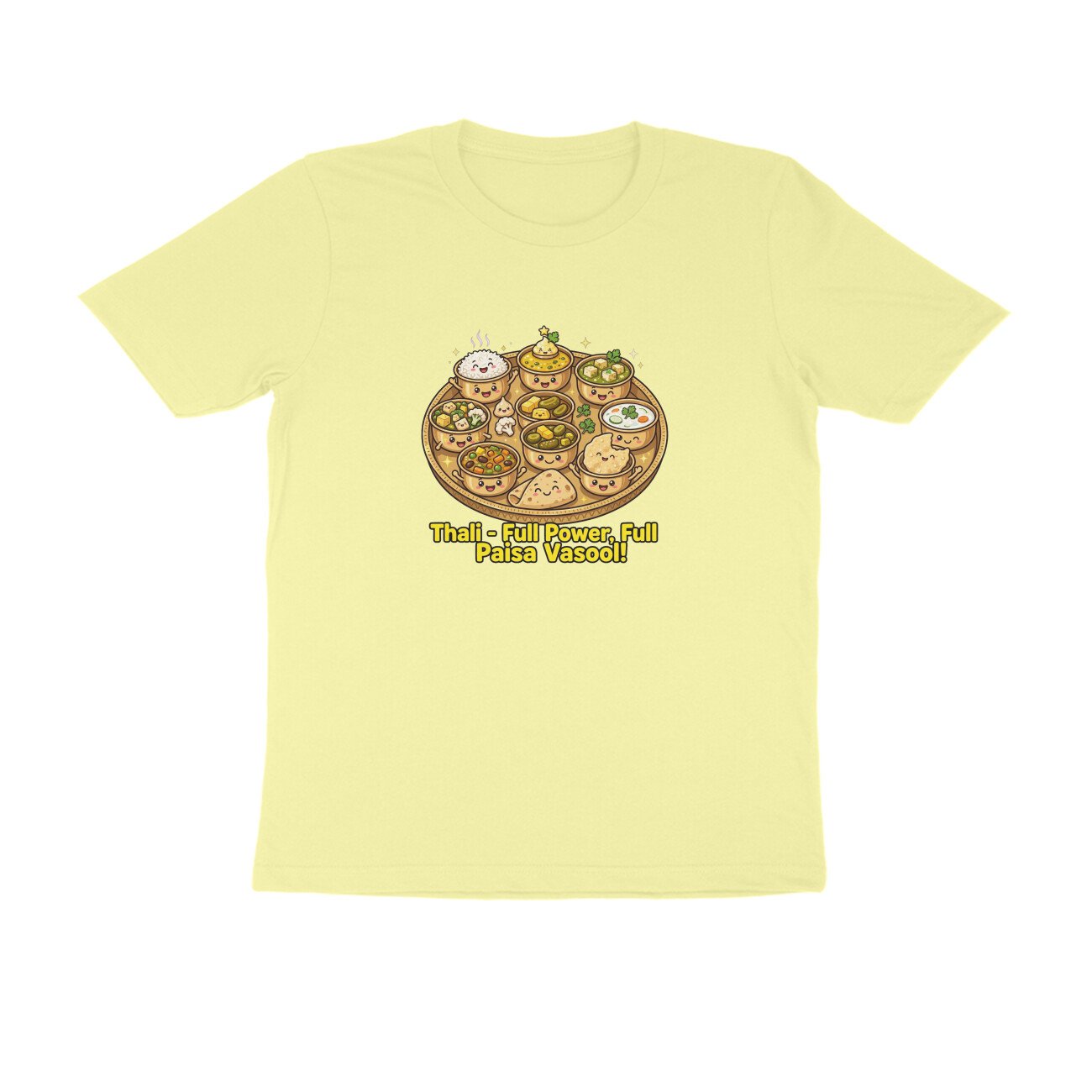 Indian Thali T-Shirt | Full Power Full Paisa Vasool | Funny Vegetarian Thali Lover Tee - Image 9