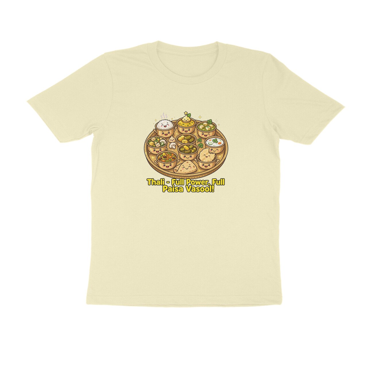 Indian Thali T-Shirt | Full Power Full Paisa Vasool | Funny Vegetarian Thali Lover Tee - Image 10