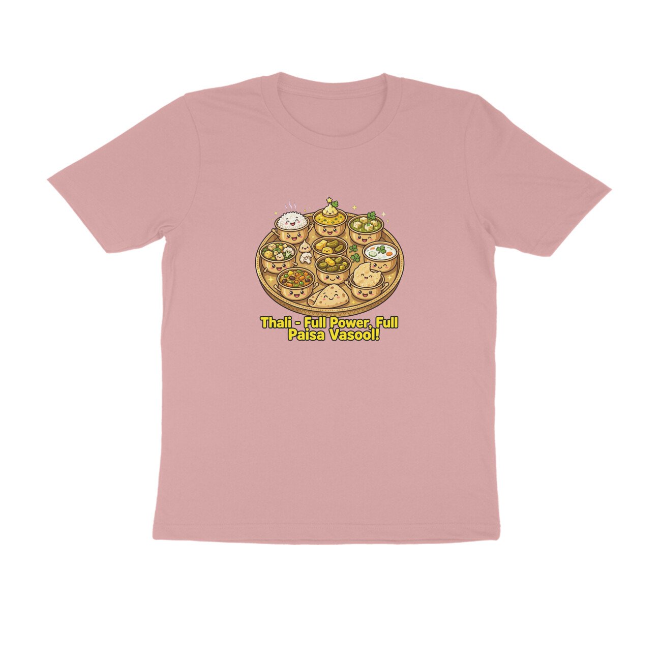 Indian Thali T-Shirt | Full Power Full Paisa Vasool | Funny Vegetarian Thali Lover Tee - Image 11