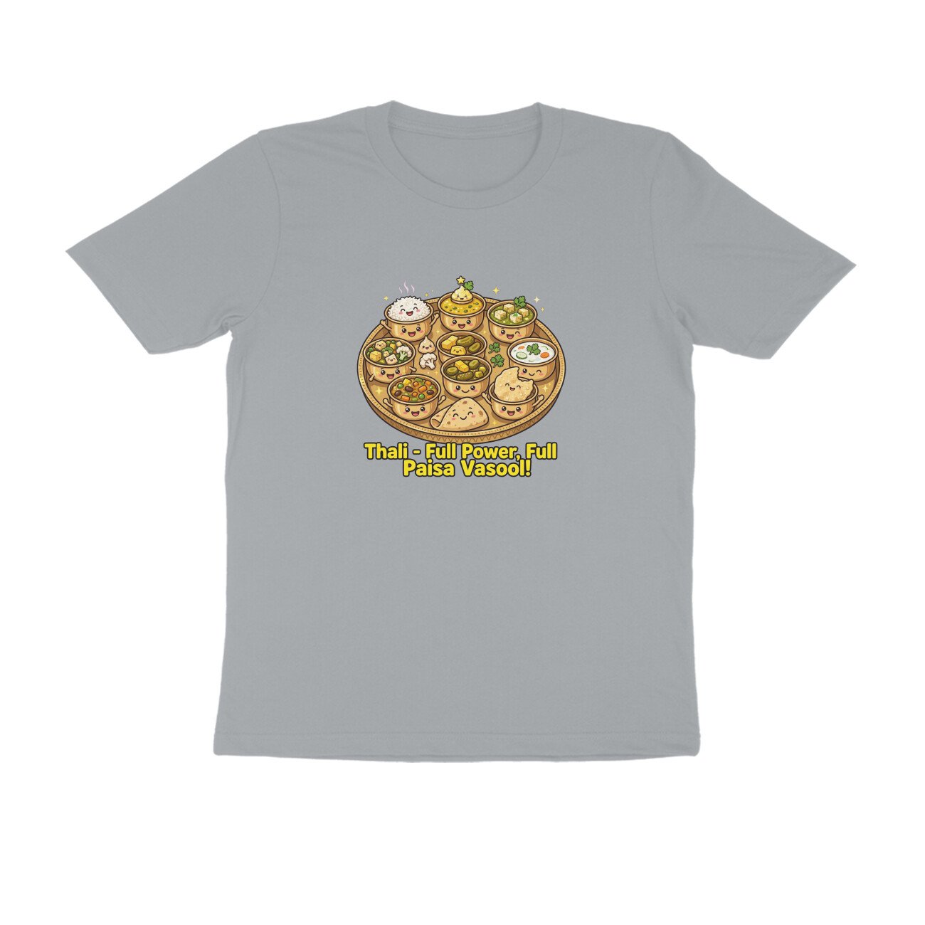 Indian Thali T-Shirt | Full Power Full Paisa Vasool | Funny Vegetarian Thali Lover Tee - Image 12