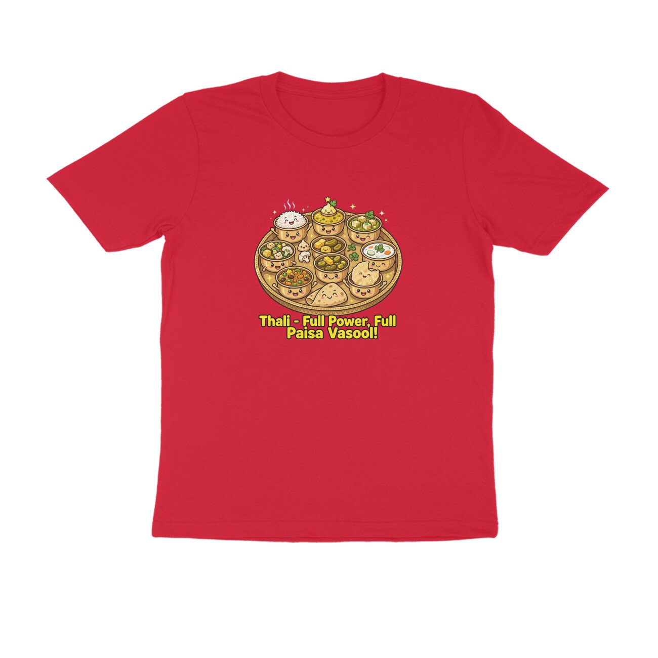 Indian Thali T-Shirt | Full Power Full Paisa Vasool | Funny Vegetarian Thali Lover Tee - Image 14