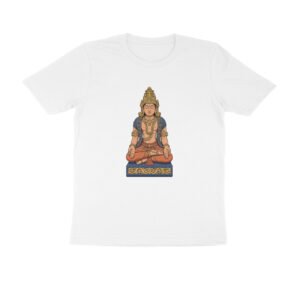 Yoga tshirt unisex meditation tshirt temple art yogi golden crown sukhasana