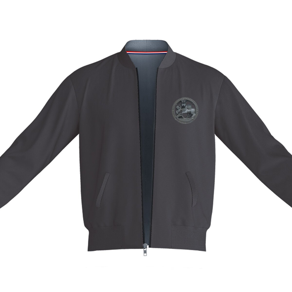 Hoysala Floral Scroll Indian Culture Bomber Jacket | Regular Fit 320 GSM | Devlipi - Image 2