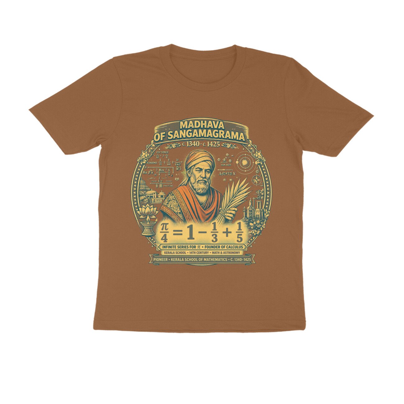 Madhava of Sangamagrama T-Shirt | Kerala School of Mathematics | Infinite Series Pi Formula | Ancient Indian Mathematician Tee - Image 2