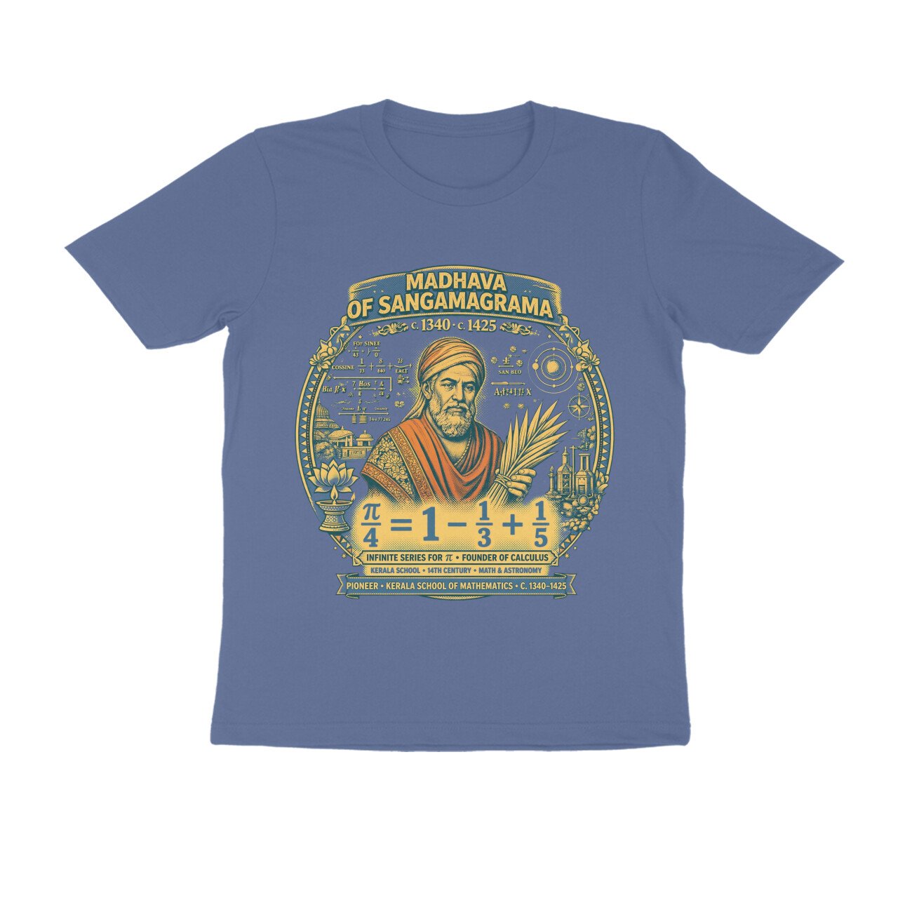 Madhava of Sangamagrama T-Shirt | Kerala School of Mathematics | Infinite Series Pi Formula | Ancient Indian Mathematician Tee - Image 3