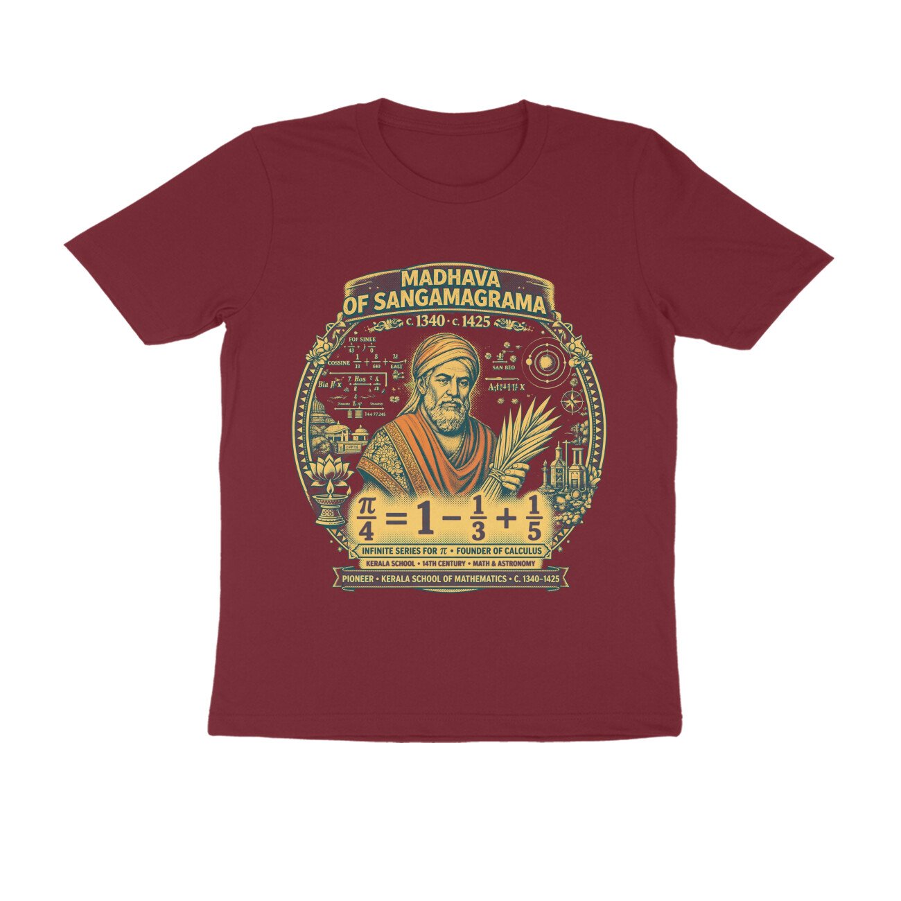 Madhava of Sangamagrama T-Shirt | Kerala School of Mathematics | Infinite Series Pi Formula | Ancient Indian Mathematician Tee - Image 12