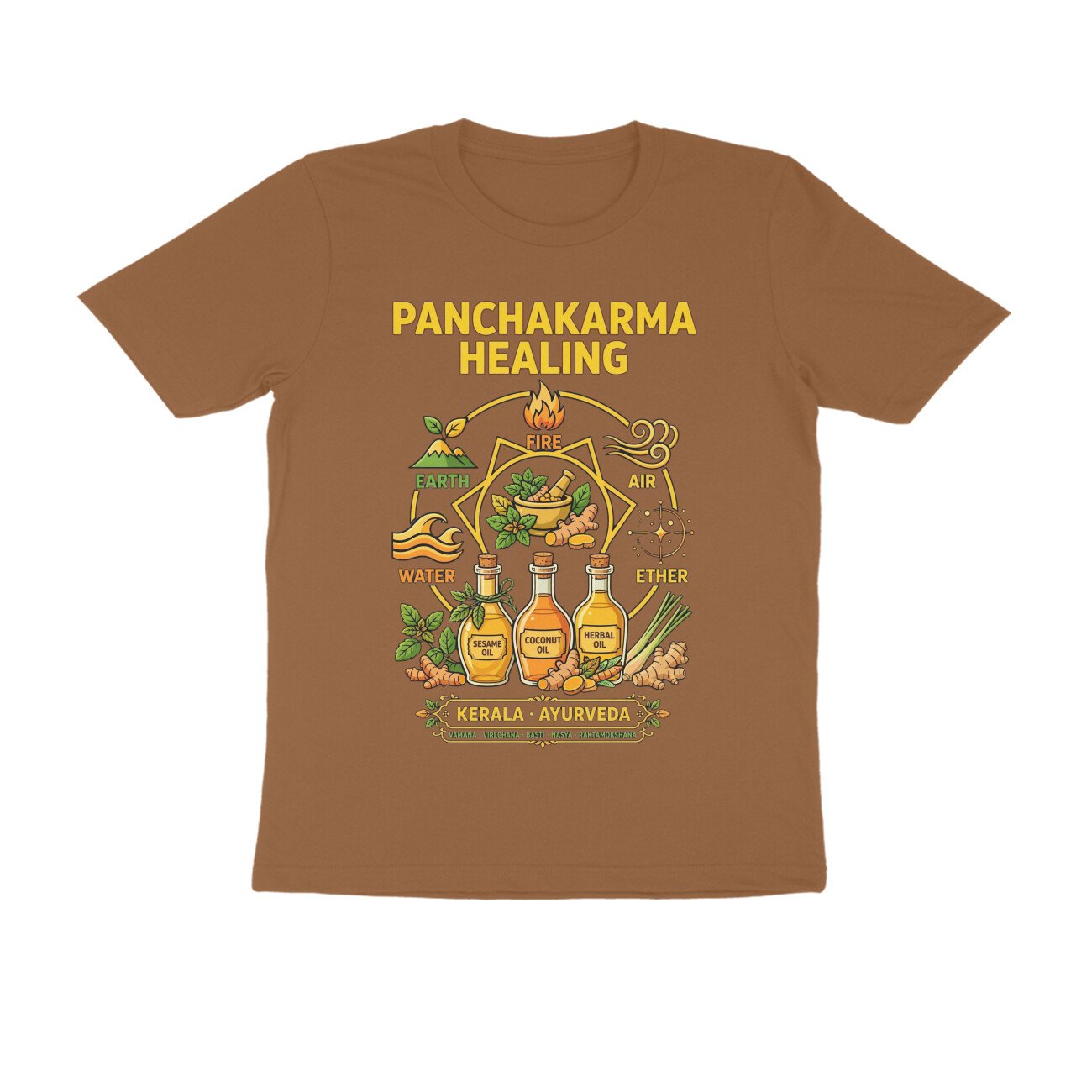 Kerala Ayurveda Treatment T-Shirt – Panchakarma Healing & Herbal Wellness Graphic Tee | Devlipi - Image 2