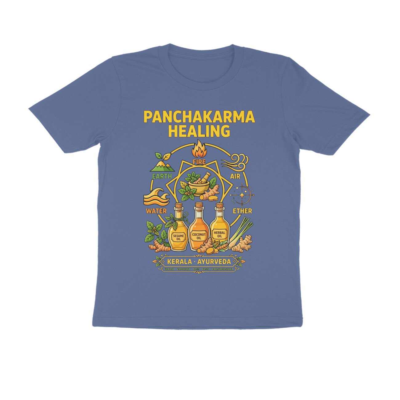 Kerala Ayurveda Treatment T-Shirt – Panchakarma Healing & Herbal Wellness Graphic Tee | Devlipi - Image 4