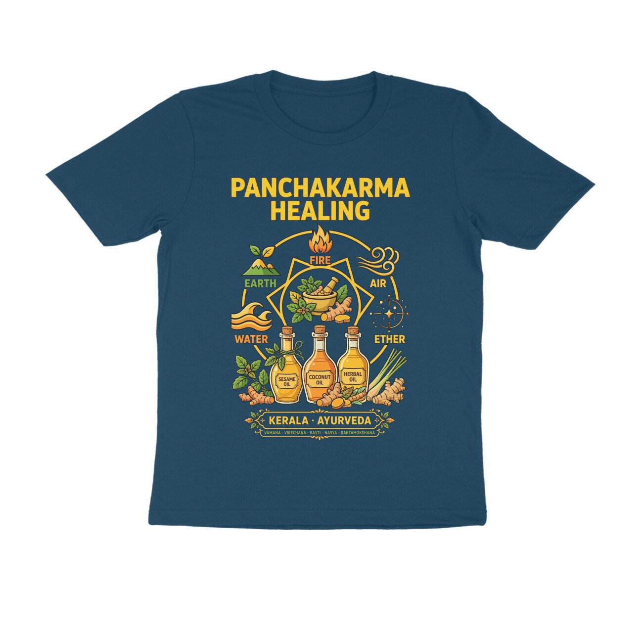Kerala Ayurveda Treatment T-Shirt – Panchakarma Healing & Herbal Wellness Graphic Tee | Devlipi - Image 5