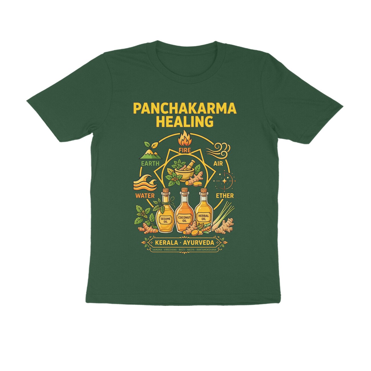 Kerala Ayurveda Treatment T-Shirt – Panchakarma Healing & Herbal Wellness Graphic Tee | Devlipi - Image 6