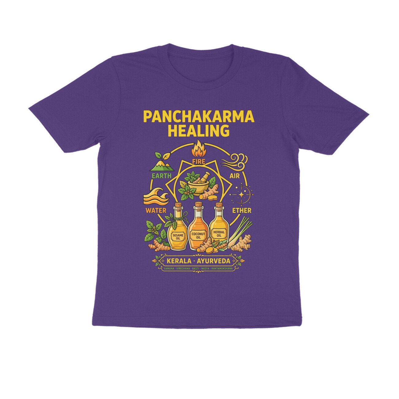Kerala Ayurveda Treatment T-Shirt – Panchakarma Healing & Herbal Wellness Graphic Tee | Devlipi - Image 7