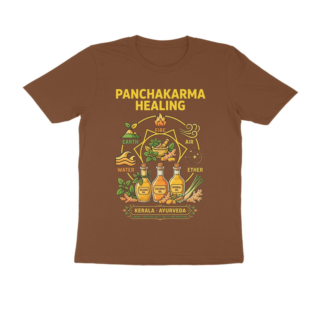 Kerala Ayurveda Treatment T-Shirt – Panchakarma Healing & Herbal Wellness Graphic Tee | Devlipi - Image 8