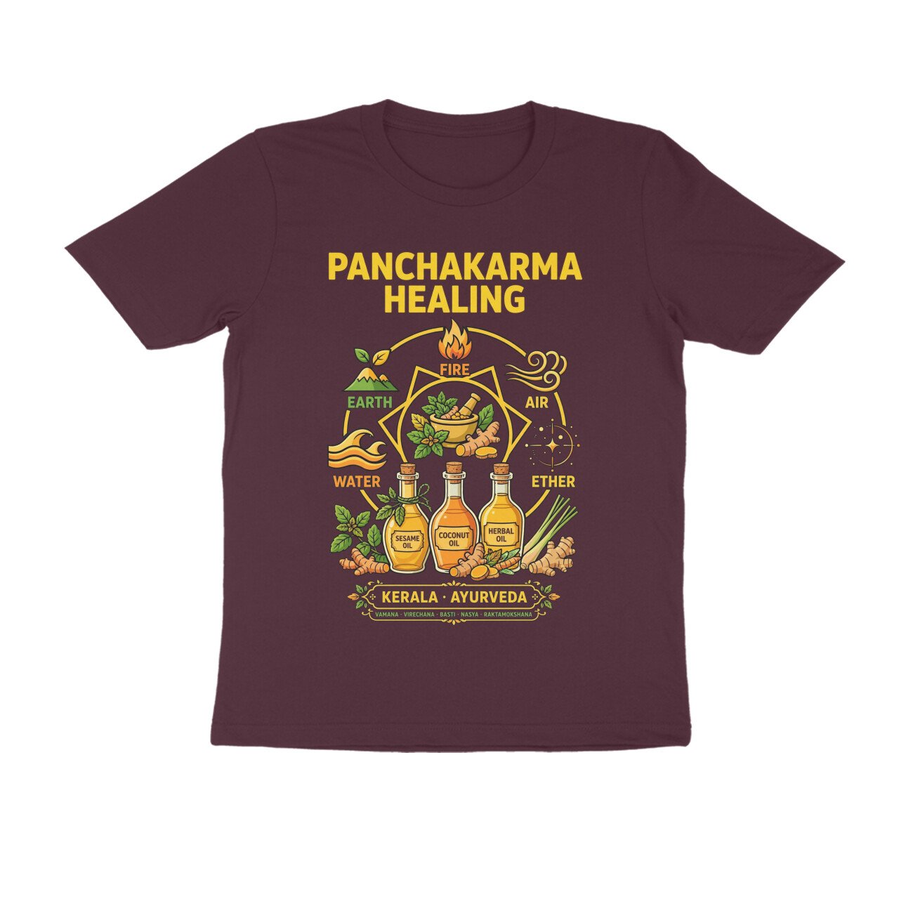 Kerala Ayurveda Treatment T-Shirt – Panchakarma Healing & Herbal Wellness Graphic Tee | Devlipi - Image 9