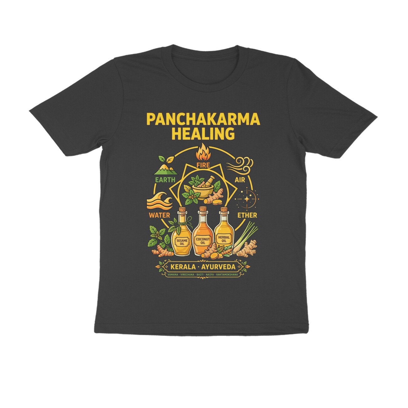 Kerala Ayurveda Treatment T-Shirt – Panchakarma Healing & Herbal Wellness Graphic Tee | Devlipi - Image 10